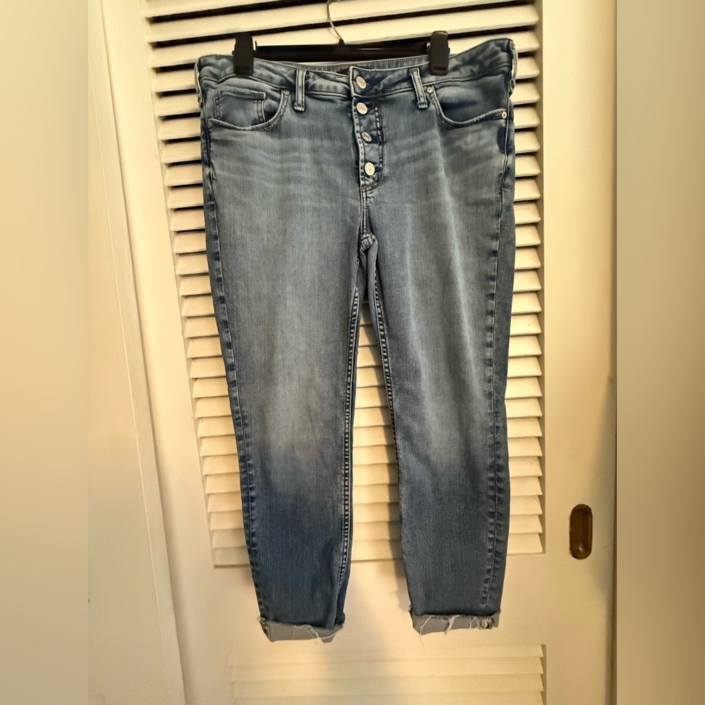Buttonfly Silver cropped ankle jeans